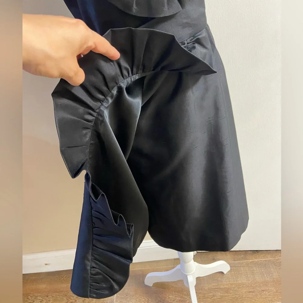 Kate Spade Aubrey ruffled silk blend black wrap dress Sz 4 - Picture 9 of 13